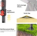 GDY 12x12FT Outdoor Pop Up Canopy Tent with One Push Setup, Easy Setup Gazebo with 4 PVC Transparent Sidewalls for Patio, Parties, Camping, Khaki