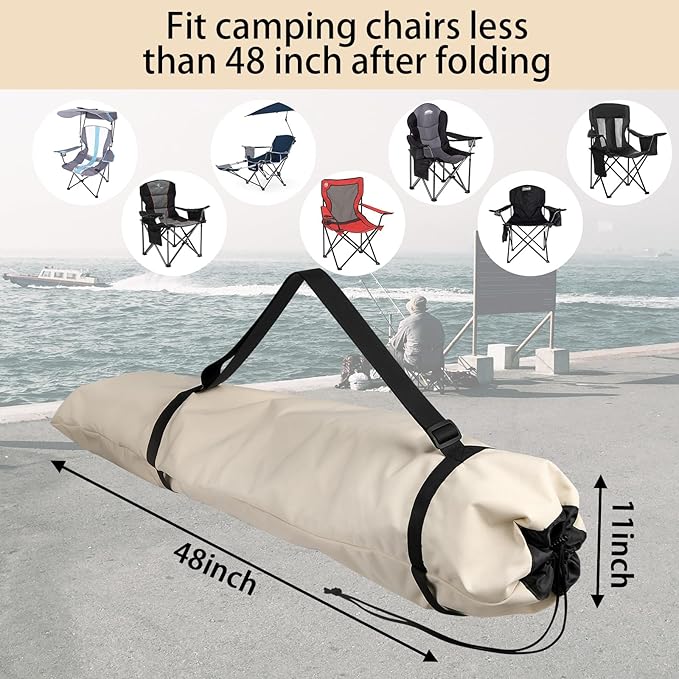 Xxerciz Camping Chair Replacement Bag 48 Inches Folding Chair Carry Bag with Adjustable Shoulder Strap Nylon Storage Tent Bag Heavy Duty Chair Bag for Travel Camping Sports (Exclude Chair)