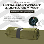 NEAR ZERO Ultralight Inflatable Sleeping Pad – Compact 14.5 oz Air Pad 2" Thick, Quick Inflate with 11 Breaths, Durable Rip-Resistant Nylon – Ideal for Backpacking & Warm Weather, Green