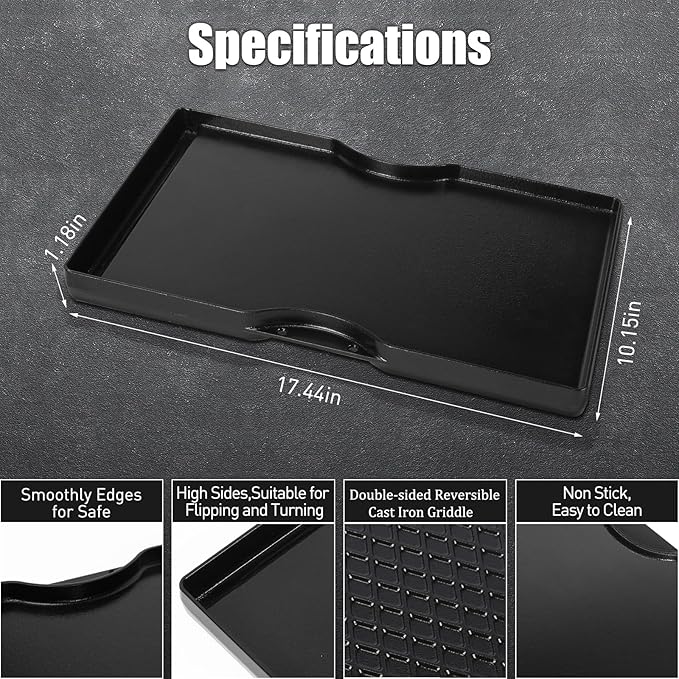 Grill Griddle for Weber Spirit 200 Series - Dual Sided Sear Parts for Weber Spirit 200 & GS4 Spirit II E210,Spirit II E220,17.5" Porcelain-Enameled Cast lron Thick Nonstick BBQ Griddle Pan