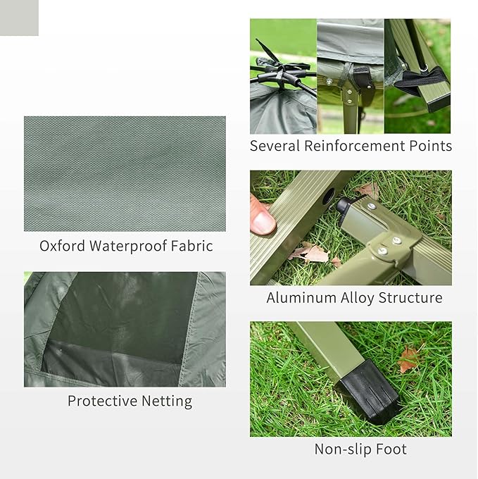 Portable Folding Camping Cot for Adults with Tent - 76" Single Elevated Camp Bed Includes Air Mattress, Sleeping Bag & Foot Pump, Compact & Lightweight for Hiking, Backpacking(76x32)