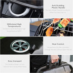 Outsunny 14" Portable Charcoal Grill, Tabletop Outdoor Small Grill with Heat Preservation Net, Venting System, Foldable Legs, Travel Size BBQ Perfect for Camping, Backyard, Tailgates, Black