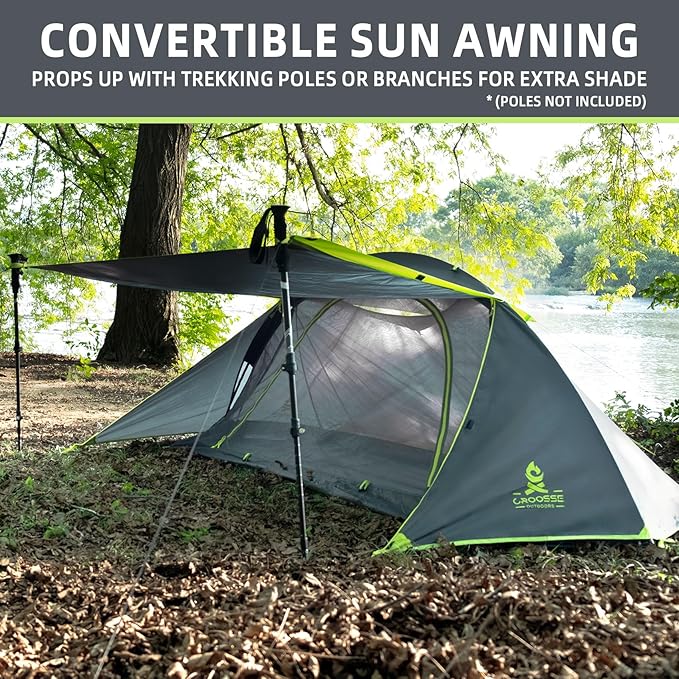 1 Person Backpacking Tent for Camping – Waterproof Windproof Camping Tents, Lightweight Single Pole Tent for Motorcycle, Hiking, Bicycle, Outdoor