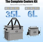 INSMEER Rolling Coolers with Mini Lunch Bag, 50 Cans Collapsible Hard Liner Cooler with Wheels, 2-in-1 Portable Trolley Cart, Coolerbag for Grocery Shopping