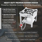 GasOne Stainless Steel Propane Burner Cooker With Regulator with Steel Braided Hose For Outdoor Cooking, Turkey Fry