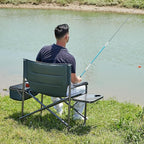 Timber Ridge XXL Oversized Directors Chair 600lbs - Heavy Duty Camping Chair with Cooler Bag & Table, Portable Folding Chair with Wide Seat for Tailgating, Patio, Outdoor - Grey