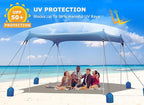 Gorich Beach Tent Sun Shelter with 8 Sandbags, UPF50+ Protection & Windproof Pop Up Beach Canopy Tent Sun Shade for Family, Travel & Camping, Easy Setup Canopy Umbrella