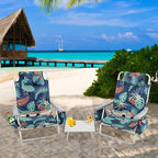 Giantex Folding Beach Chair, Patio Sling Chairs with 5 Adjustable Position, Head Pillow, Storage Bag, Towel Bar, Cup Holders, Backpack Chairs for Sunbathing, Camping Chair