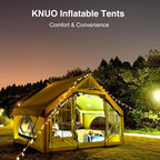 2025 Upgraded Waterproof Inflatable Camping Tent, Large Blow-Up Air Tent, No Assembly Needed Luxury Glamping House, Oxford Fabric