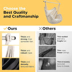 ADVOKAIR Hammock Chair Swing, Heavy-Duty Hanging Rope Swing Seat Supports 500 Lbs, Ideal for Outdoor Patio, Backyard, Porch, Deck & Indoor Bedroom Use
