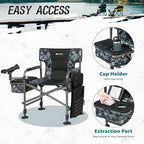 X Strike Fishing Chairs with Rod Holder, Folding Ice Fishing Chair for Adults Outdoor Camping Chair Leg Adjustable with Cooler Bag and Storage Bag for Ice Fishing, Camp, Lawn, Patio, Garden