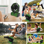 ELZO 30000mAh Camping Fan with LED Light, Max 70H Working, Cordless Portable Rechargeable Desk Tent USB Fan with Remote Hook, Head Rotation, Stepless Speed, for Home Outdoor Office Travel Fishing