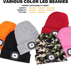 VIBELITE LED Beanie Hat with Light, USB Rechargeable LED Headlamp for Hiking, Camping, Gifts for Men, Dad, Teen Boys, Husband, Women, Boyfriend, Birthday Gifts for Women, Pink