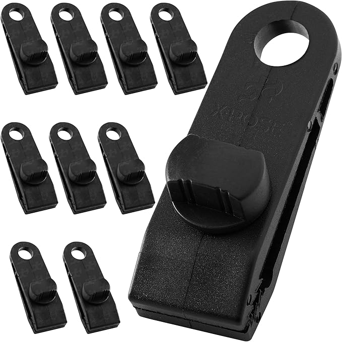 Xpose Safety 10 Pack Heavy Duty Reusable Tarp Clips - Use with Canopy Tent, Awning, Camping, Boat Cover, Car Cover, Swimming Pool or Sun Shade - by Xpose Safety