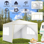 COBIZI 10x10 Pop up Canopy, Canopy Tent 10x10 Gazebos, Ez up for Parties Beach Camping Party Event Shelter Sun Shade with 4 Sidewalls & Carry Bag 4 Stakes & Ropes & Sandbags, White