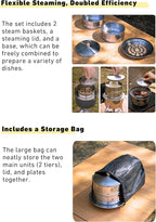 CAMPINGMOON Φ6.1'' Stainless Steel Double-layer Steamer for Diameter 5.9" to 7.7" cookers S363-2S