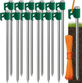 Tradesparker Tent Stakes 12-Pack 8Inch Heavy Duty Garden Stakes Canopy Anchors - Includes Ropes for Camping Tents, Pop Up Canopies and Outdoor Events, Green