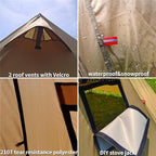 DANCHEL OUTDOOR Backpacking Hot Tent with Stove Jack, 4 Season Lightweight Tipi Tent for 2/4/6 Person Winter Camping Hunting, 10.5FT-16.4FT