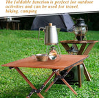 Suzile 2 Pack Foldable Camping Table 4ft Portable Lightweight Picnic Table Collapsible Roll up Metal Camp with Carry Bag for Camping, Picnic, Patio, Outdoor Party(Nut Brown)