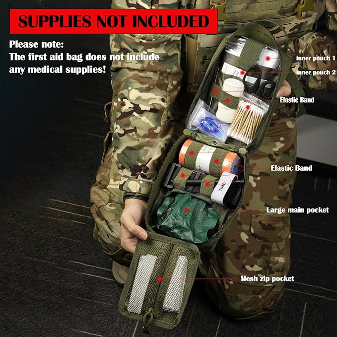 first aid kit bag empty Molle ifak pouch emt tactical medical pouch med rip away belt pouch small rescue tool pouches (ACU)