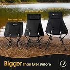 MOON LENCE Oversized High Back Camping Chair for Adults, Height Adjustable Folding Chair with 400 lbs Capacity, Hidden Pillow Pocket and Wide Seat for Camping, Base Camp, Fishing, Overlanding, Black
