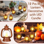 Ferraycle 12 Pcs Mini Lantern Decor 4 Inch Western Lantern Table Centerpiece Small Vintage Camping Hanging Lamp Ornaments Bulk for Cowboy Cowgirl Wedding Halloween Christmas (4 Inch,Brown)