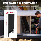 Folding Grill Table, Pizza Oven Table & Portable Table with Bottom Shelf, Tool Hooks, Trash Bag Holder & Paper Towel Rack, Grill Stand for Pizza Oven & Tabletop Griddle, BBQ & Tailgating, Black