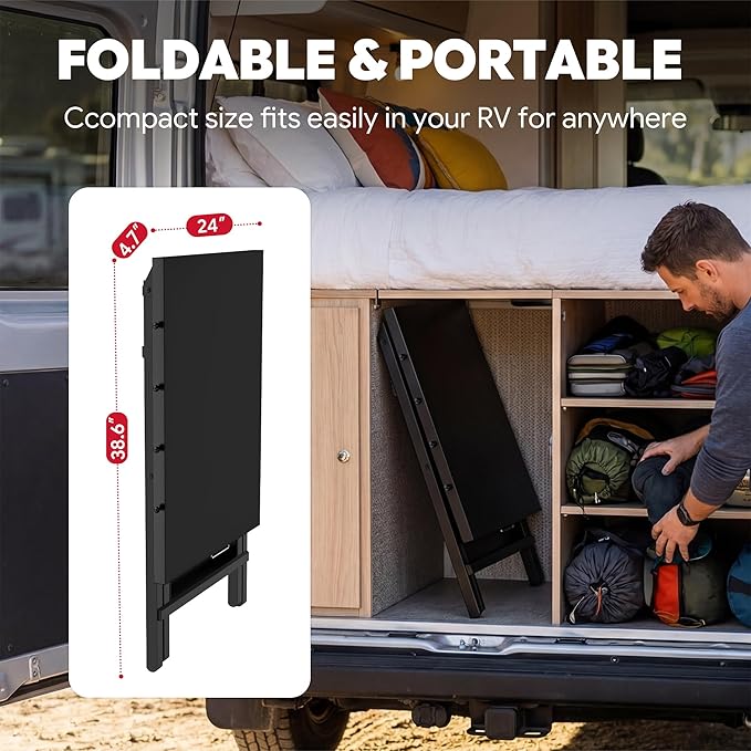 Folding Grill Table, Pizza Oven Table & Portable Table with Bottom Shelf, Tool Hooks, Trash Bag Holder & Paper Towel Rack, Grill Stand for Pizza Oven & Tabletop Griddle, BBQ & Tailgating, Black