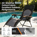 PHI VILLA XXL Oversized Padded Zero Gravity Chair Set of 2, Foldable Patio Recliner, 30" Wide Seat Anti Gravity Lounger with Armrest and Cup Holder, Support 400 LBS (Black & Orange Accents)