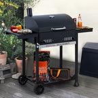 Royal Gourmet CD1824ET Movable Charcoal BBQ Grill with Foldable Side Tables, Outdoor Barbecue Grill with 470 Sq. In. Cooking Area for Outdoor Picnic and Camping Grilling, Black
