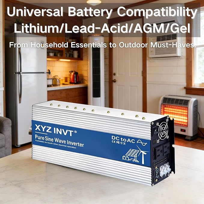 4000W Pure Sine Wave Inverter DC 24V to AC 110V 120V Power Inverter with Dual AC Outlets & Hardwire Terminal & LED Display for Solar,Home Backup Power,Outdoor Over 90% Efficiency