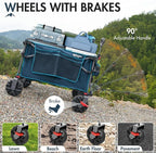 Portal 350L Collapsible Wagon Cart with Removable Canopy, 270LB Folding Utility Cart with Rear Door for Pet, Camping, Beach, and Outdoor Adventures