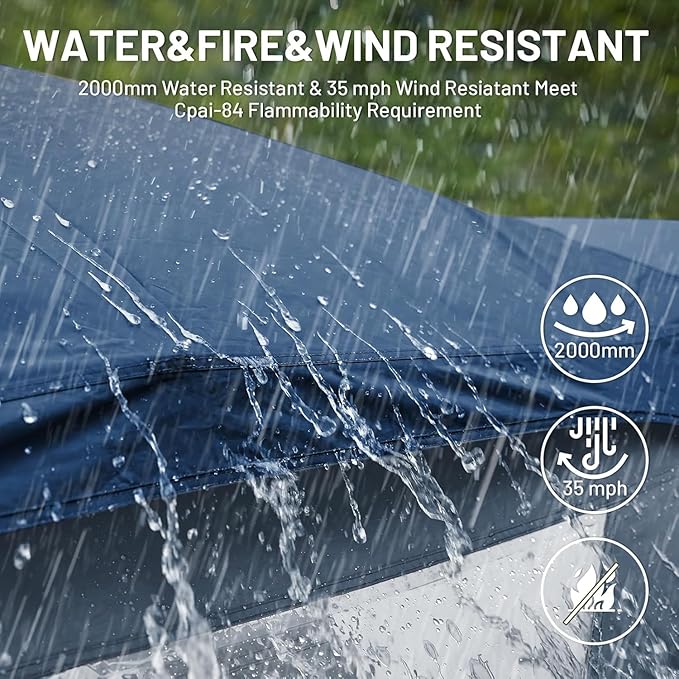 TIMBER RIDGE Camping Tent, 4 Person Instant Pop Up Hub Tent with 8 Windows, Easy 60 Second Setup, Weather Resistant Family Cabin Tents with Rain Fly for Camping, Hiking, Outdoor Travel