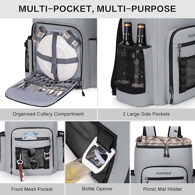 Large 52cans Waterproof Insulated Cooler Backpack for Men & Women, Leak Proof Backpack Cooler, Soft, 8Gal