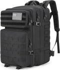 Tactical Backpack 45L Army Military Rucksack, Water Resistant MOLLE EDC Pack, Large 3 Day Bug Out Bag for Men & Women, Durable Outdoor Gear for Hiking, Camping, Hunting, Fishing,Travel (Black)