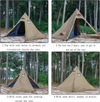 FIREHIKING Camping Hot Tent 2-4 Person Teepee Tent with Stove Jack for Backpacking Hunting 11'6" x 6'11" | with Stove Jack, for Backpacking, Hunting