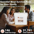 Numanna Family Pack with Meat Bucket 438 Servings | 3-Months Emergency Protein-Rich Meals | Easy to Prepare for Everyday Use, Prepping & Camping | 25+ Year Shelf Life | Made in USA | Food-Grade Bucket