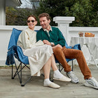 PORTAL Double Camping Chair, 2 Person Folding Loveseat for Adults, Padded Cushion Camp Lawn Love Seat with Side Pocket Portable Couch, Two Person Heavy Duty Wide Chairs with Cup Holder, 600 lbs