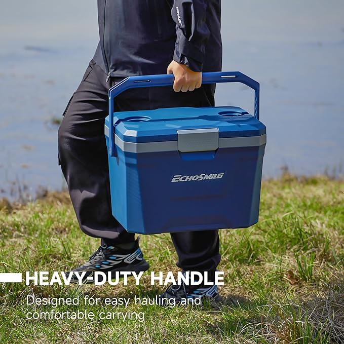 EchoSmile Insulated Portable Cooler 20L/21qt, Outdoor Hard Cooler Ice Chest Box for Camping, Drink, Beach, Fishing and Boating