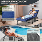 MOPHOTO 5-Position Folding Cot, Portable Outdoor Folding Chaise Lounge Chair for Sun Tanning, Perfect for Pool, Beach, Patio Sunbathing
