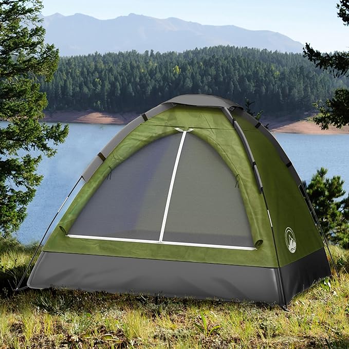 Wakeman Tents 2-Person Tent with Removable Rain Fly and Carry Bag - Comes with Camping Lantern with Fan - Weather-Resistant Camping Accessories by Wakeman