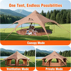 SOLSTUKU 4 Season Canvas Bell Tent, 270 sq ft, 9.8 ft Peak Height, 10 Person, Free Standing, Zipper Closure, Compact Style, Camping & Hiking, Family Camping, Cold-Weather, Outdoor Activities