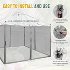 CROWN SHADES Gazebo Mosquito Net for 10 x 10 Pop Up Canopy - Patio Gazebo Mesh Sidewall with Zipper for Outdoor Tent, Garden and Backyard (4 Packs, Grey)