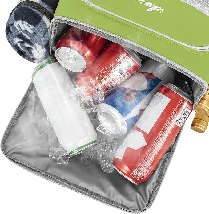 Cooler Backpack, 40 Cans Insulated Lunch Backpack Picnic Backpack for Men&Women, Durable Cooler Bag with 2 Leak Proof Compartments for Picnic, BBQ Camping, Lunch, Beach, Hiking, Green