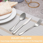 20 Piece Silverware Set Service for 4,Premium Stainless Steel Flatware Set,Mirror Polished Cutlery Utensil Set,Durable Home Kitchen Eating Tableware Set,Include Fork Knife Spoon Set,Dishwasher Safe
