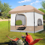 KAMPKEEPER Camping Inner Tent for Pop Up Canopy, Converts 10'x10' Straight Leg Canopy into Camping Tent–Fully Vented Roof(Top & Frame NOT Included), Khaki
