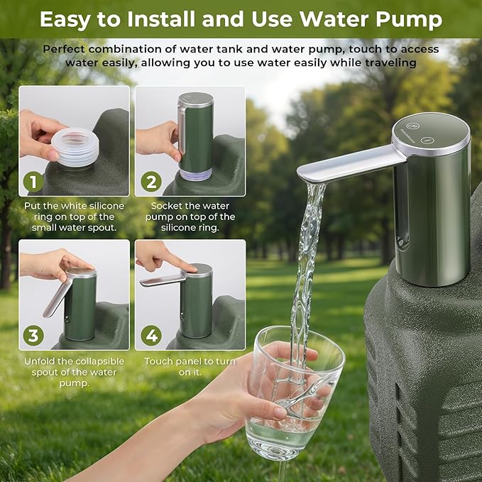 5 Gallon Portable Container with Touch Control Pump & Spigot, BPA Free Leak proof Storage Tank for Outdoor, Hiking, Backpacking, Camping