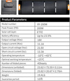200W Solar Panel, High Efficiency Portable Solar Charger with Kickstand, MC4 Output,3-in-1 DC Connector, IP65 Waterproof for Portable Power Stations,Outdoor Camping, RV, Van, Emergency