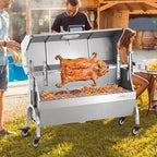 VEVOR Rotisserie Grill with Hooded Cover Roaster, 46 Inch 198Lbs Capacity, BBQ Outdoor Pig Lamb Rotisserie Roaster, Electric 52W Motor Stainless Steel Roasterfor Camping Outdoor Barbecue
