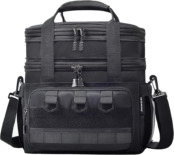 Tactical Lunch Box for Men Women-Insulated Leakproof Lunch Bag with Adjustable Shoulder Strap, Durable Expandable Cooler Bag for Work Office Travel Camping Hiking, Large Meal Pail Adults(Black)